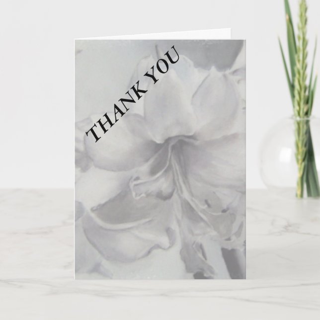 BLACK AND WHITE AMARYLLIS FLOWER THANK YOU CARD (Front)