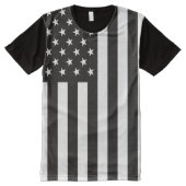 Black and White American Flag All-Over-Print T-Shirt (Front)