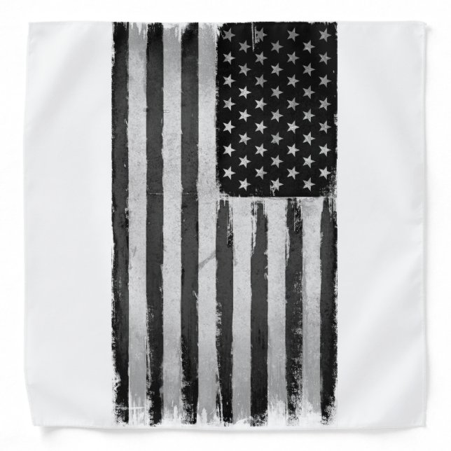 Black and white American flag Bandana (Front)