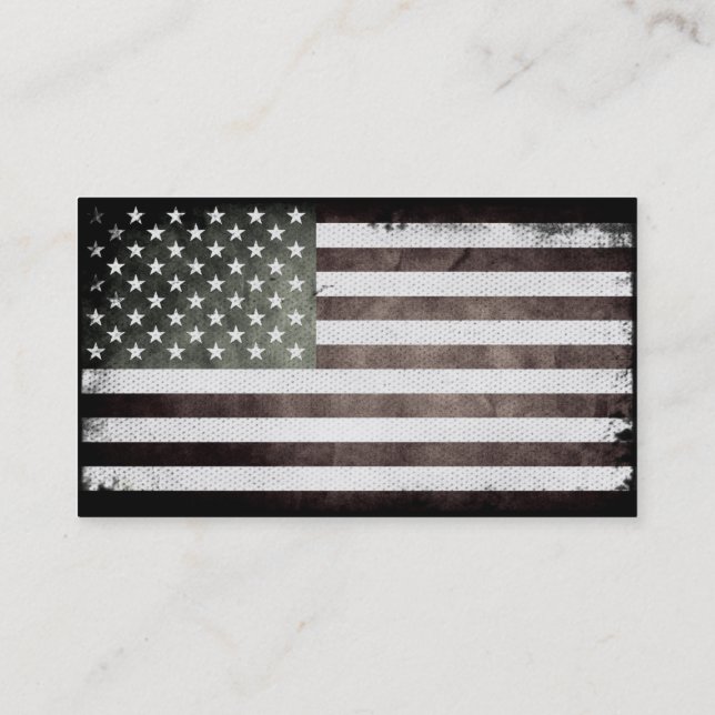 Black and White American Flag Business Card (Back)