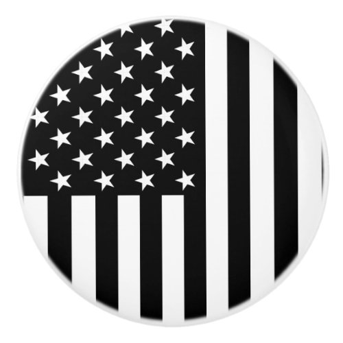 Black and White American Flag Ceramic Knob
