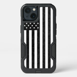 Black and White American Flag OtterBox Defender iPhone 13 Case