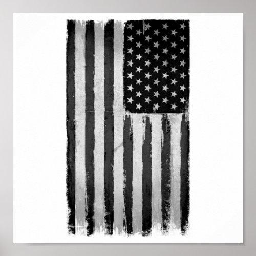 Black and white American flag Poster