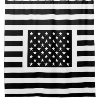 Black And White American Flag Shower Curtain by inkbrook at Zazzle