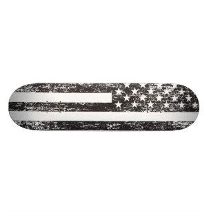 Black and White American Flag Skateboard