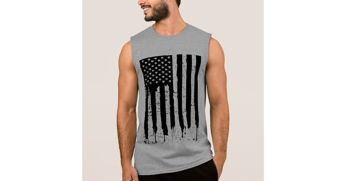 Black And White American Flag Sleeveless Shirt | Zazzle