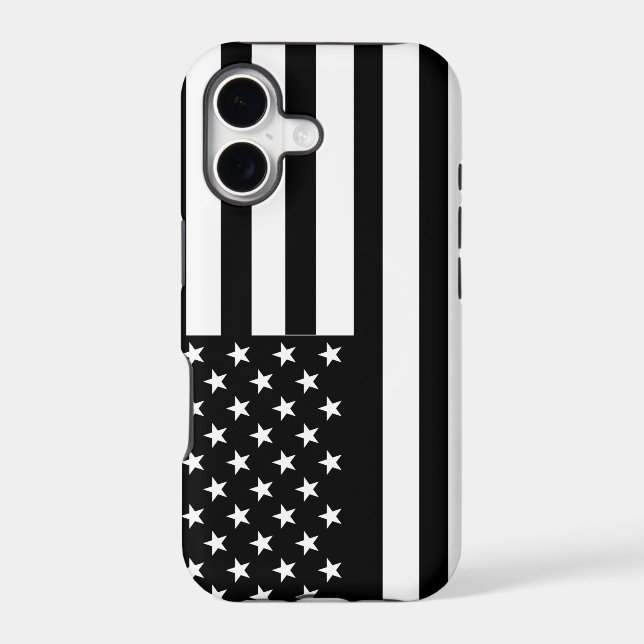 Black and White American United States Flag Case-Mate iPhone Case (Back)