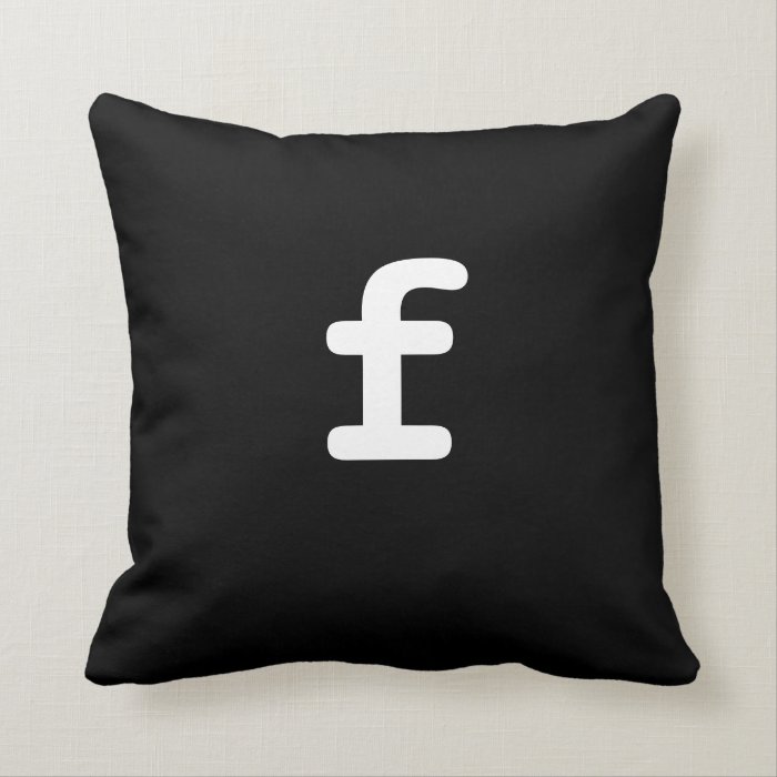 Black and white Anagram Pillow Lowercase Letter f