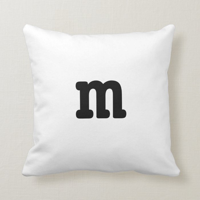 Black and white Anagram Pillow Lowercase Letter m