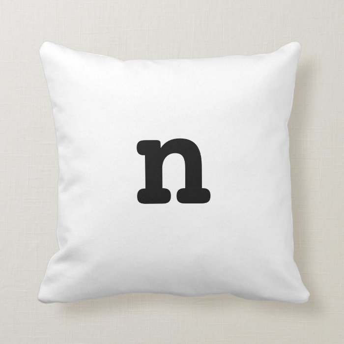 Black and white Anagram Pillow Lowercase Letter n