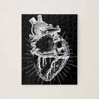 Black And White Anatomical Heart Puzzle by Botuqueandco at Zazzle