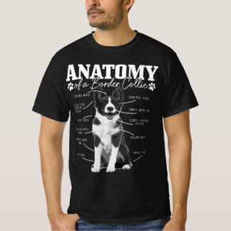 Black And White Anatomy Border Collie Dog T-Shirt