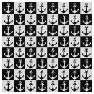 Black And White Anchor  Fabric