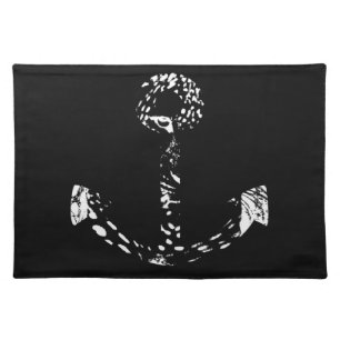 Black and white Anchor Fine Art Placemat