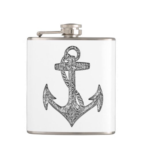 Black and White Anchor Flask