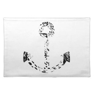 Black and White Anchor Leopard Eye Overlay Placemat
