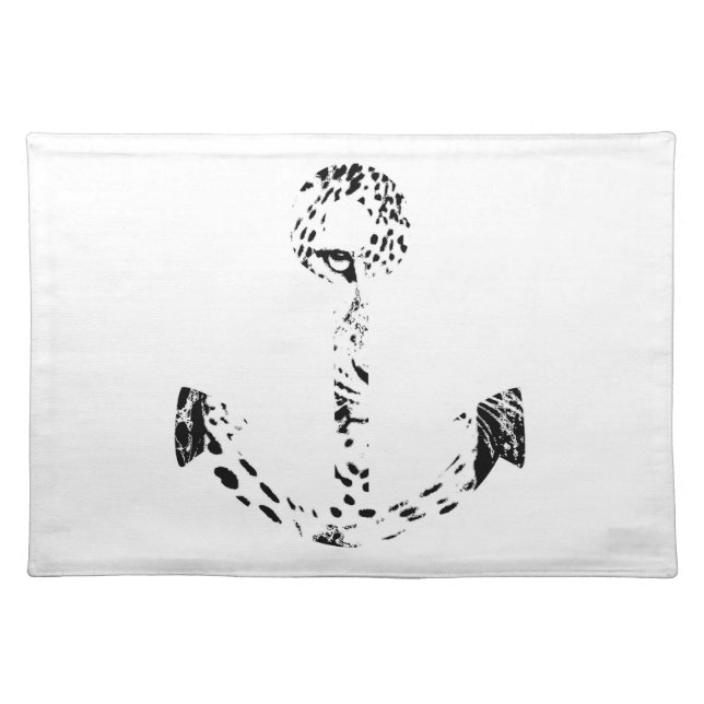 Black and White Anchor Leopard Eye Overlay Placemat (Front)