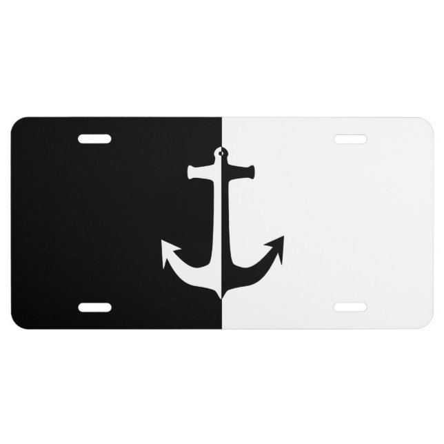 Black and White Anchor License Plate (Front)