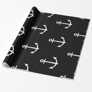 Black and White Anchors Pattern 1 Wrapping Paper