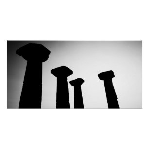 Black and White Ancient Columns Photography Poster