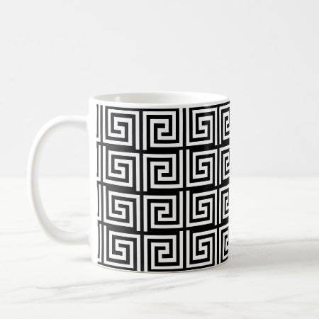 Black And White Ancient Greek Key Design Coffee Mug