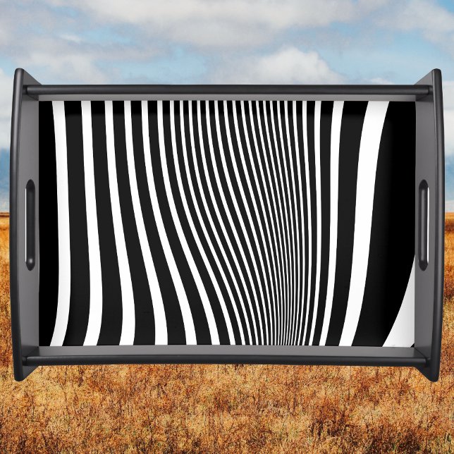 Black and White and Curvy Faux Zebra Print Serving Tray (Creator Uploaded)