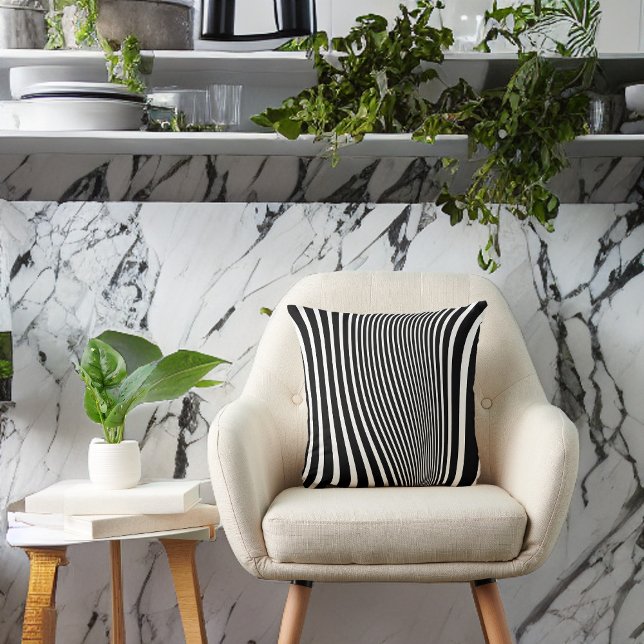 Black and White and Curvy Faux Zebra Print Throw Pillow (Creator Uploaded)