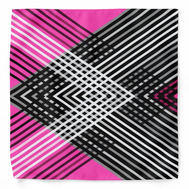 Black and white and gray intertwined stripes on a  bandana (Front)