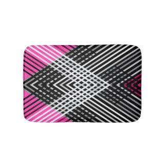 Black and white and gray intertwined stripes on a bath mat