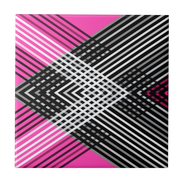 Black and white and gray intertwined stripes on a  ceramic tile (Front)