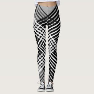 Black and white and gray intertwined stripes on a leggings