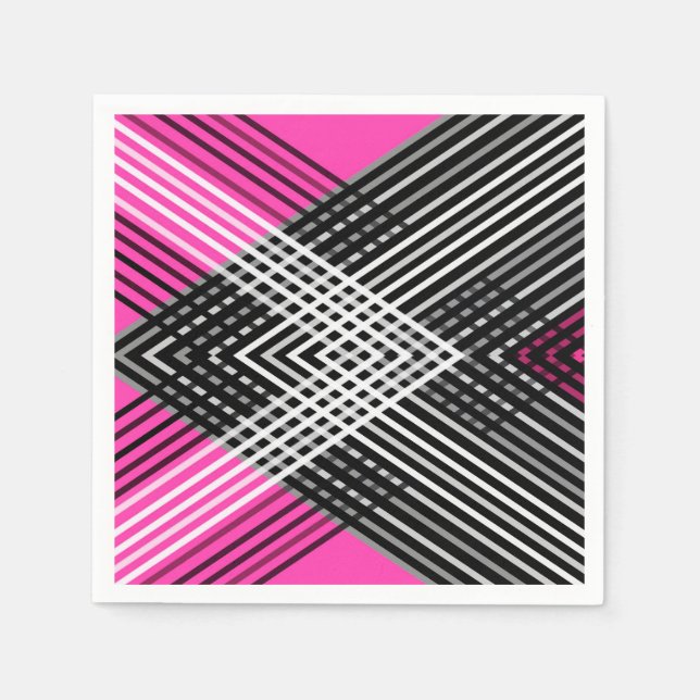 Black and white and gray intertwined stripes on a  napkins (Front)