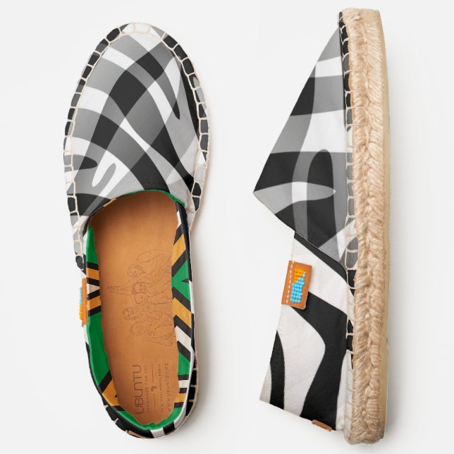 Black and White And Grey Abstract Zebra Stripes Espadrilles (Side)