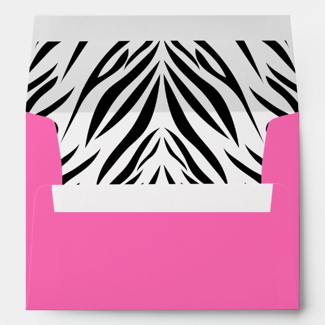 Black and White and Hot Pink Zebra Print Envelope (Back (Bottom))