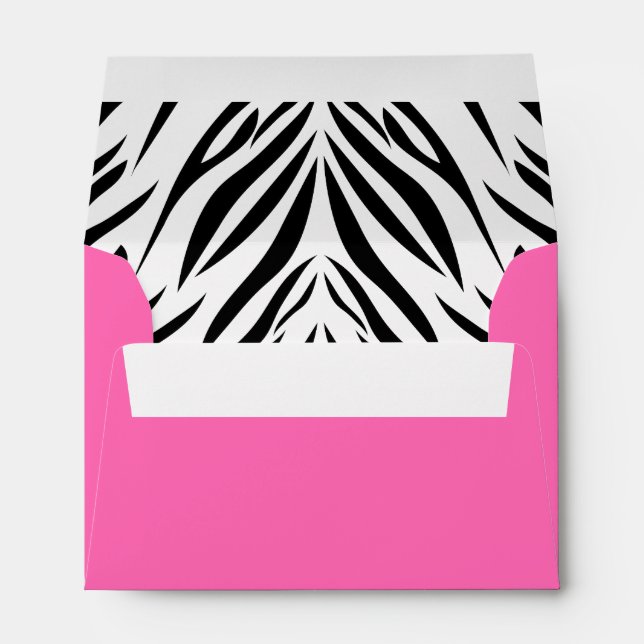 Black and White and Hot Pink Zebra Print Envelope (Back (Bottom))