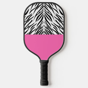 Black and White and Hot Pink Zebra Print Pickleball Paddle