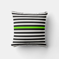 Black and White and Neon Green Narrow Stripes