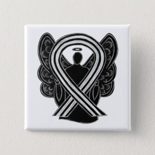 Black and White Angel Awareness Ribbon Custom Pin