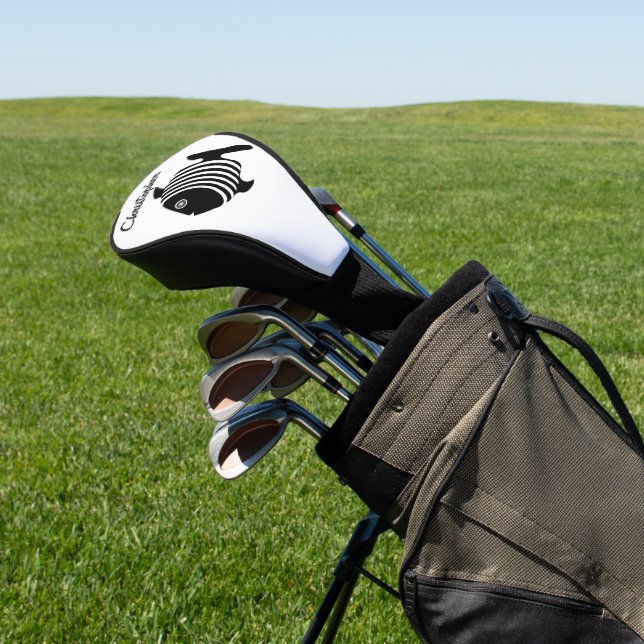 Black And White Angel Fish Design Golf Head Cover (In Situ)