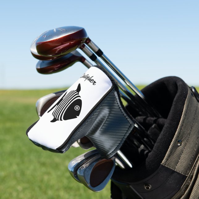 Black And White Angel Fish Design Golf Head Cover (In Situ)