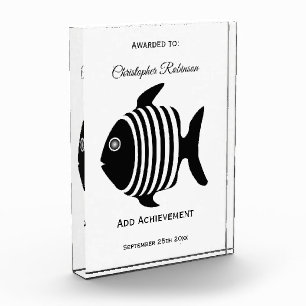 Black And White Angel Fish Design Personalised Acrylic Award