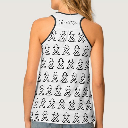 Black And White Angel Pattern Name Tank Top