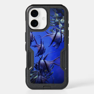 Black and White Angelfish in Deep Blue Sea iPhone 16 Case