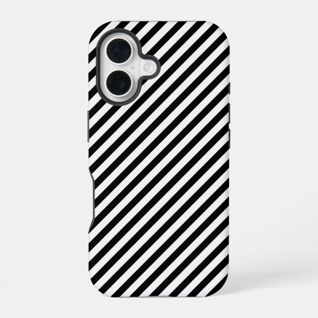 Black and White Angled Stripes iPhone Case (Back)