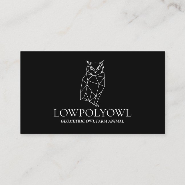 Black and White Animal Lowpoly Owl Business Card
