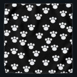 Black and White Animal Paw Print Pattern. Bandana<br><div class="desc">White paw print pattern on a black background.</div>