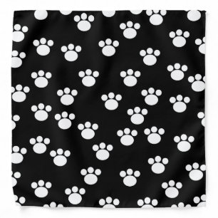 Black and White Animal Paw Print Pattern. Bandana