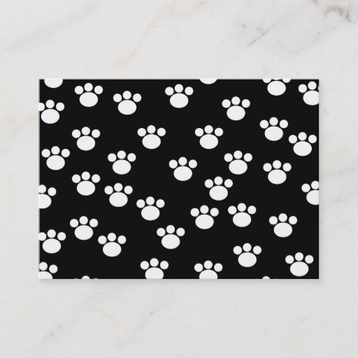 Customizable Black and White Animal Paw Print Pattern. Business Card Templates