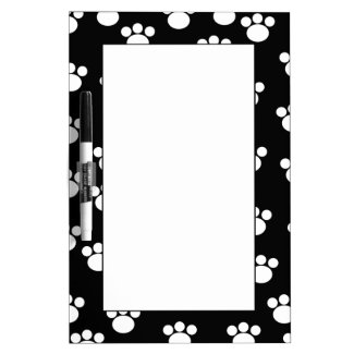 Black and White Animal Paw Print Pattern. Dry-Erase Whiteboards