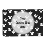 Black And White Animal Paw Print Pattern. Placemat at Zazzle